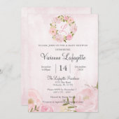 Elegant Girly Pink Peony Baby Shower Einladung (Vorne/Hinten)