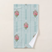 Elegant Girly Pink Roses auf Mint Hintergrund Badhandtuch Set (Handtuch)