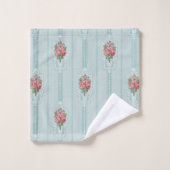 Elegant Girly Pink Roses auf Mint Hintergrund Badhandtuch Set (Waschlappen)