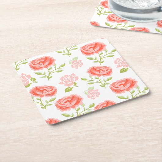 Elegant Girly Pink Roses Rechteckiger Pappuntersetzer (angewinkelt)