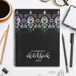 Elegant Girly Schwarz-weiß Artist Sketchbook Notizblock