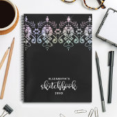 Elegant Girly Schwarz-weiß Artist Sketchbook Notizblock