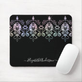 Elegant Girly Schwarz-weiß Monogram Name Mousepad (Mit Mouse)
