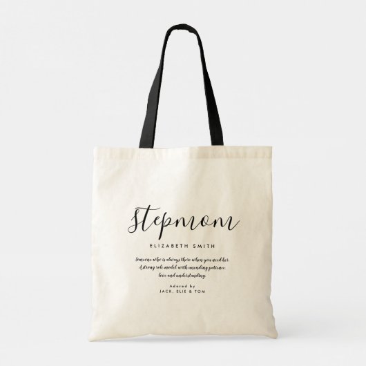 Elegant Girly Script StepMom Quote Tote Bag Tragetasche (Rückseite)