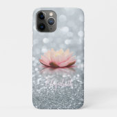 Elegant Girly Silver Glittery Bokeh Lotus Case-Mate iPhone Hülle (Rückseite)