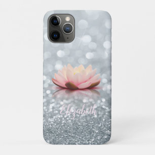 Elegant Girly Silver Glittery Bokeh Lotus Case-Mate iPhone Hülle