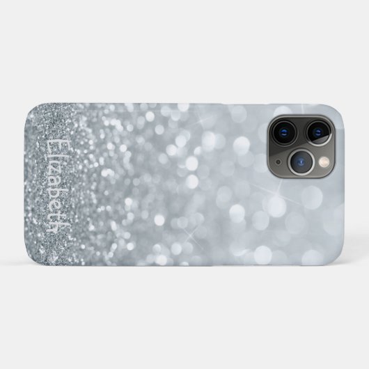 Elegant Girly Silver Glittery Bokeh - Personalisie Case-Mate iPhone Hülle (Rückseite (Horizontal))