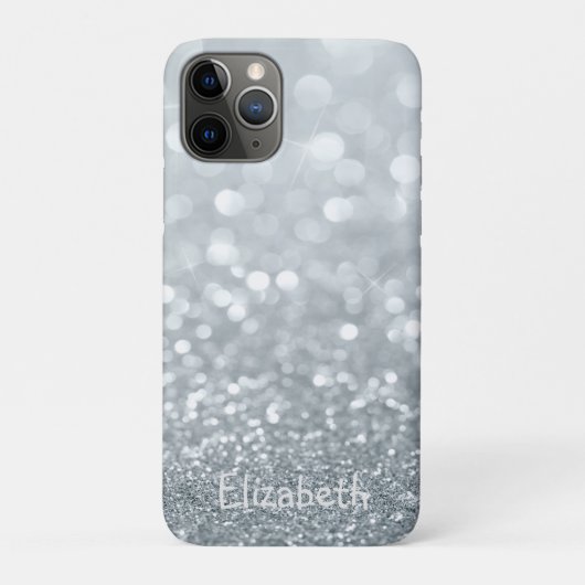 Elegant Girly Silver Glittery Bokeh - Personalisie Case-Mate iPhone Hülle (Rückseite)