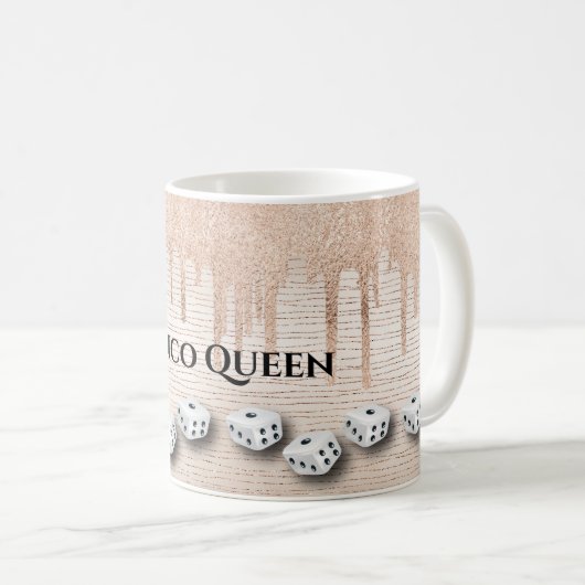 Elegant Girly Sparkle Dice Bunco Monogram Kaffeetasse (VorderseiteRechts)