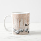 Elegant Girly Sparkle Dice Bunco Monogram Kaffeetasse (Links)