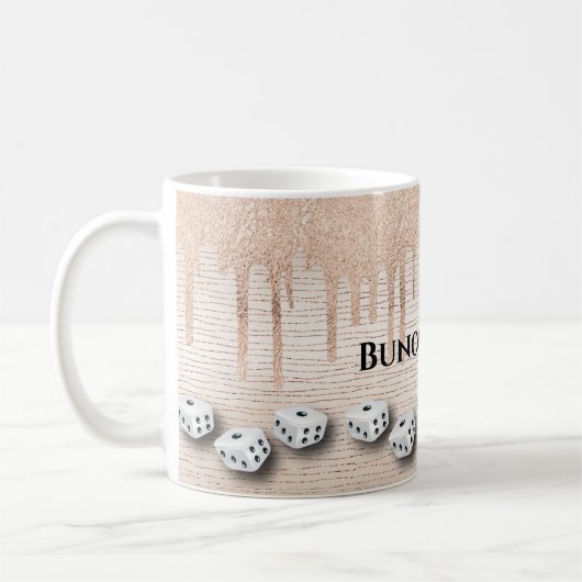 Elegant Girly Sparkle Dice Bunco Monogram Kaffeetasse (Links)