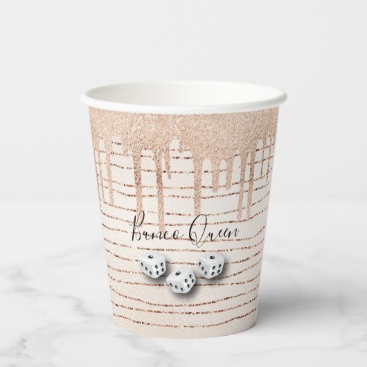 Elegant Girly Sparkle Queen Dice Bunco Pappbecher (Rückseite)