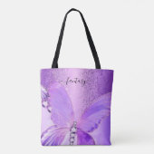 Elegant Girly Stilvoll Lila Butterfly Tasche (Rückseite)
