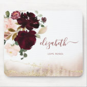 Elegant Girly Stylish Gold Glitzer Floral Monogram Mousepad (Vorne)