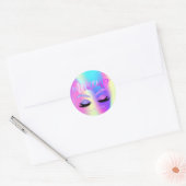 Elegant Girly Trendy Glitzer Lashes Holographic Runder Aufkleber (Umschlag)