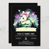 Elegant Girly Triceratops Geburtstag Einladung (Vorne/Hinten)