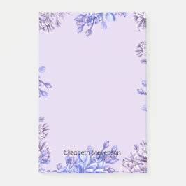 Elegant Girly Watercolor Lila Lilac Blume Name Post-it Klebezettel
