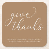 Elegant Give Danke White Script Erntedank Rechteckiger Pappuntersetzer (Vorderseite)