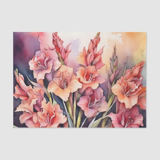 Elegant Gladiolus Watercolor Seidenpapier (Vorderseite)