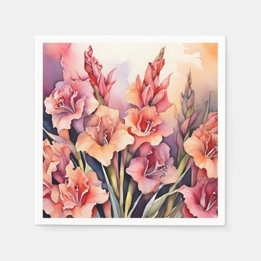 Elegant Gladiolus Watercolor Serviette (Vorderseite)