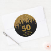 Elegant Glam 50. Geburtstag Gold Glitzer Runder Aufkleber (Umschlag)