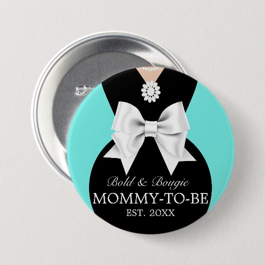 Elegant Glam Aqua Baby & Co Tiffany Baby Shower Button (Vorne & Hinten)
