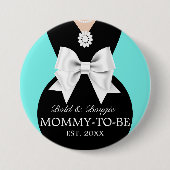 Elegant Glam Aqua Baby & Co Tiffany Baby Shower Button (Vorderseite)
