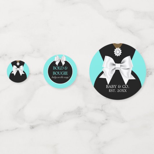 Elegant Glam Aquamarine Ethnic Tiffany Babydusche Konfetti (Rückseiten)