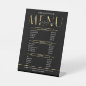 Elegant Glam Black & Gold Business Price List Menu Sockelschild (Vorderseite)