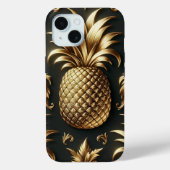 Elegant Glam Black & Gold Tropische Ananas Case-Mate iPhone Hülle (Rückseite)