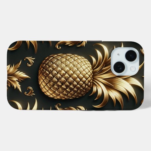 Elegant Glam Black & Gold Tropische Ananas Case-Mate iPhone Hülle (Rückseite (Horizontal))