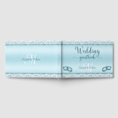 Elegant Glam Blue Damask Metallic Wedding Gästebuch (Voll)