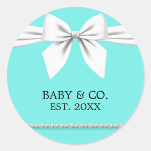Elegant Glam Chic Baby & Co Tiffany Baby Shower Runder Aufkleber