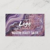 Elegant Glam Chic Lila Glitzer Agate Marble Visitenkarte (Vorderseite)