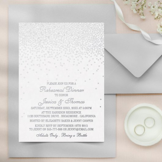 Elegant Glam Confetti Hochzeit Probe Dinner Folieneinladung