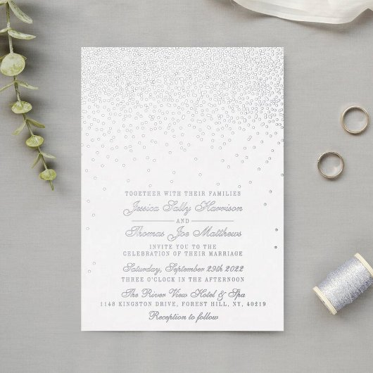 Elegant Glam Confetti Wedding Real Folieneinladung