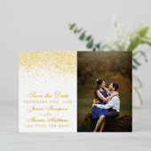 Elegant Glam Confetti Wedding speichern das Datum Folieneinladung (Stehend vorne)