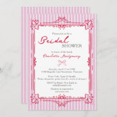 Elegant Glam Frame & Pink Stripes Bridal Shower Einladung (Vorne/Hinten)