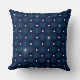 Elegant Glam Glittering Tufted Diamond Navy Blue Kissen