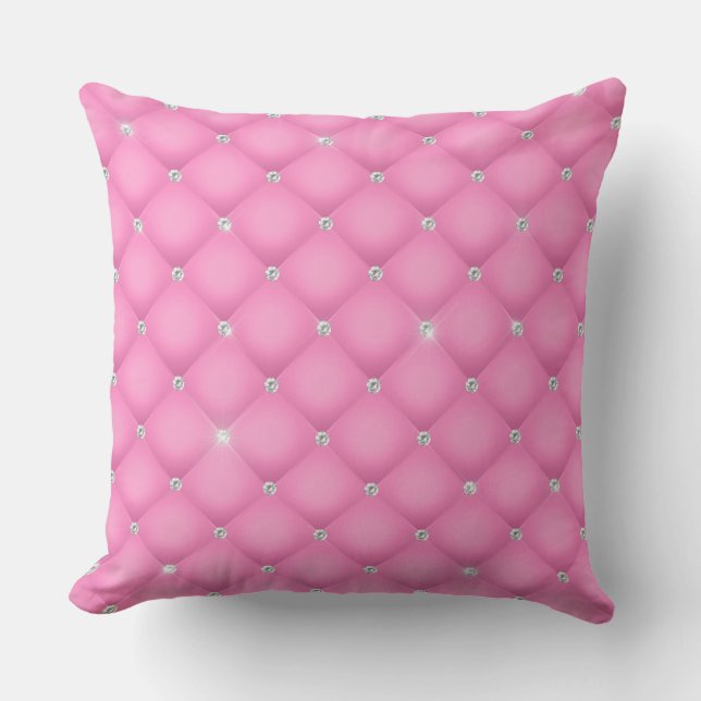 Elegant Glam Glittering Tufted Diamond Pink Kissen (Vorderseite)