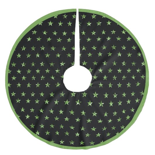 Elegant Glam Green Diamond Stars Sparkle Gems Polyester Weihnachtsbaumdecke (Vorderseite)