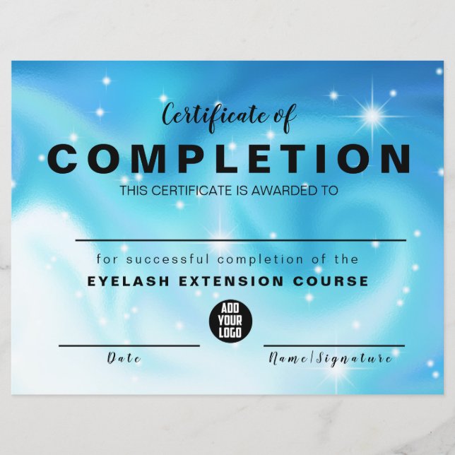 Elegant Glam Iradisent Certificate of Completion (Vorderseite)