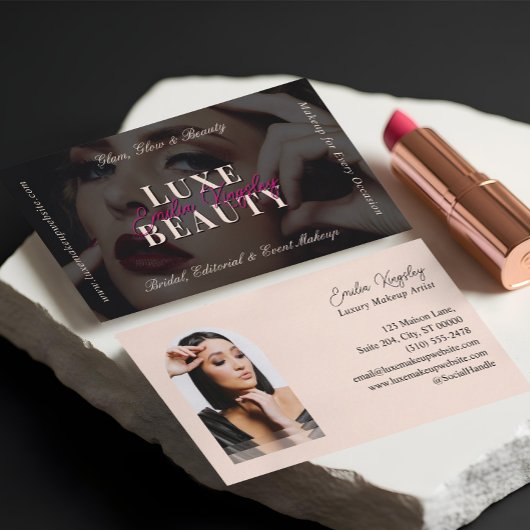 Elegant Glam Luxe Makeup Beauty Artist Black Pink Visitenkarte