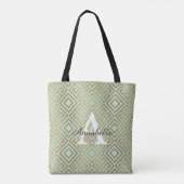 Elegant Glam Mint Green Gold Monogram Geometric Tasche (Rückseite)