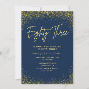 Elegant Glam Navy Gold Glitzer 83. Geburtstag Einladung