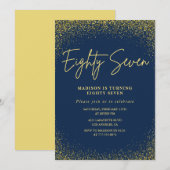 Elegant Glam Navy Gold Glitzer 87. Geburtstag Einladung (Vorne/Hinten)