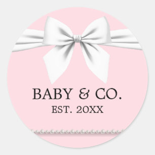 Elegant Glam Pink Baby & Co Tiffany Baby Shower Runder Aufkleber