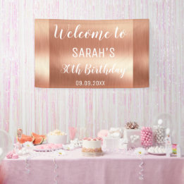 Elegant Glam Rose Gold 30. Geburtstagsgrundierung Banner