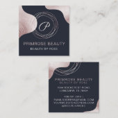 Elegant Glam Rose Gold Luxus Abstrakt Monogram Quadratische Visitenkarte (Vorne/Hinten)