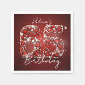 Elegant Glam Ruby Red Gemstones 65th Birthday Serviette (Vorderseite)
